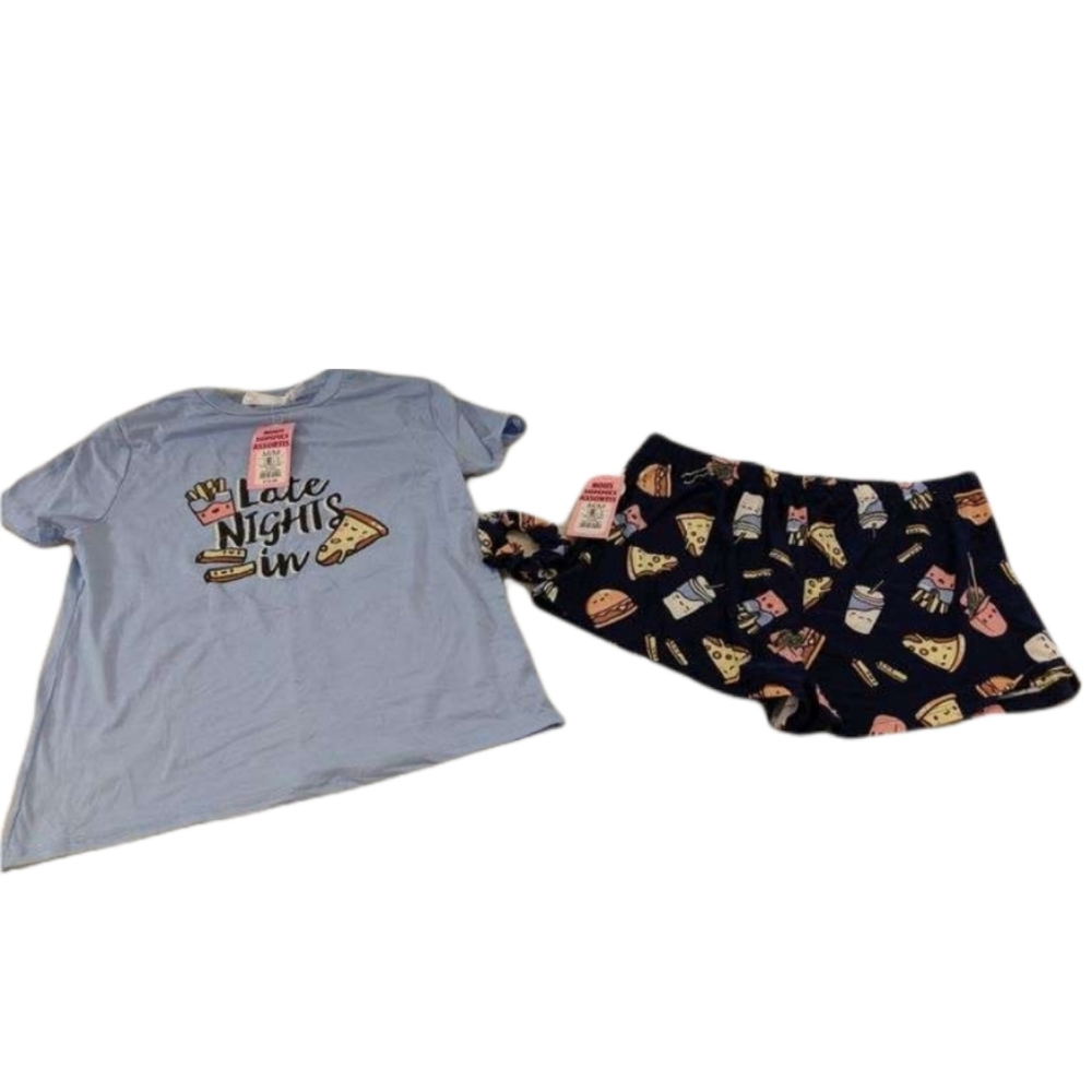 NWT Weekend Edition Pajamas Set Matching Shorts Top with Scrunchie sz XL